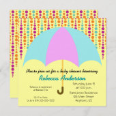 Invitation Baby shower-parapluie Turquoise et mauve (Devant / Derrière)