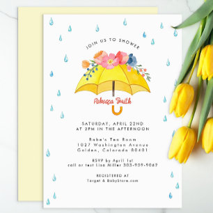 Invitation Baby shower parapluies florales