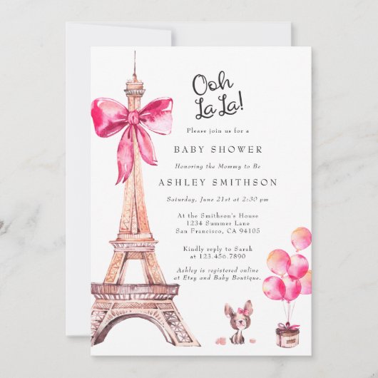 Invitation Baby shower Paris (Devant)