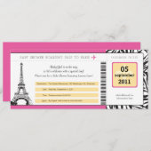 Invitation Baby shower Paris Boarding Pass (Devant / Derrière)