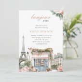 Invitation Baby Shower Paris Bonjour Bebe (Debout devant)