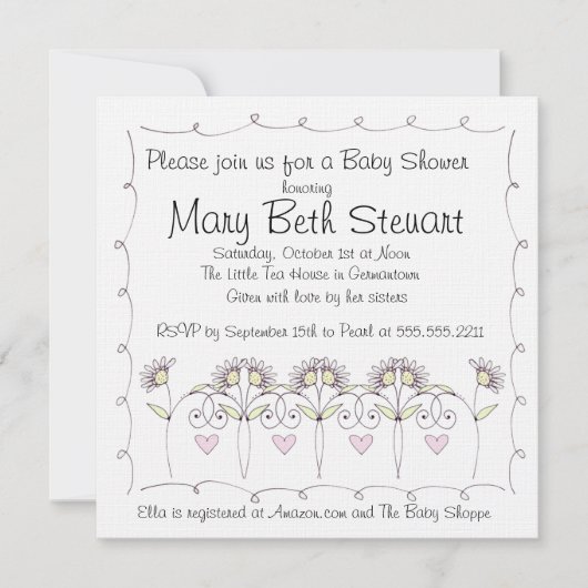 Invitation Baby shower Paris Pastel (Devant)