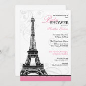 Invitation Baby shower parisien de la Tour Eiffel (Devant / Derrière)