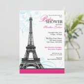 Invitation Baby shower parisien de la Tour Eiffel (Debout devant)