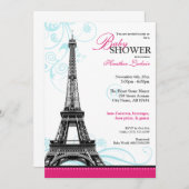 Invitation Baby shower parisien de la Tour Eiffel (Devant / Derrière)