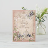 Invitation Baby shower parisien des oiseaux, des oiseaux et d (Debout devant)