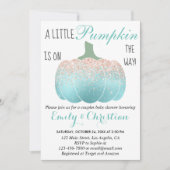 Invitation Baby shower Parties scintillant      Aqua Peach Ci (Devant)