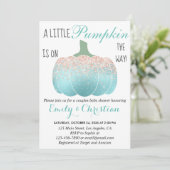 Invitation Baby shower Parties scintillant      Aqua Peach Ci (Debout devant)
