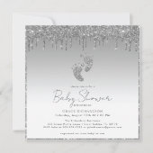 Invitation Baby shower Parties scintillant argent (Devant)