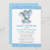 Invitation Baby shower Parties scintillant bleu Eléphant Aqua (Devant / Derrière)