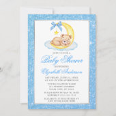 Invitation Baby shower Parties scintillant bleu Lune (Devant)