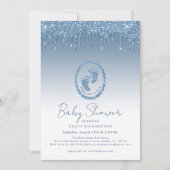 Invitation Baby shower Parties scintillant bleue (Devant)