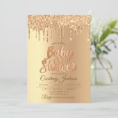 Invitation Baby shower Parties scintillant Champagne (Debout devant)