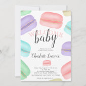Invitation baby shower parties scintillant macarons français (Devant)