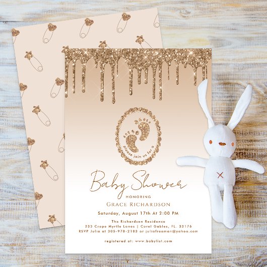 Invitation Baby shower Parties scintillant or