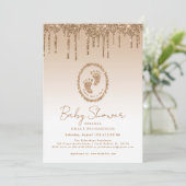 Invitation Baby shower Parties scintillant or (Debout devant)
