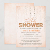 Invitation Baby shower Parties scintillant Orange (Devant / Derrière)