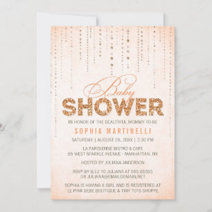 Invitation Baby shower Parties scintillant Orange