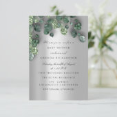 Invitation Baby shower Parties scintillant Pieds gris Eucalyp (Debout devant)