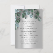 Invitation Baby shower Parties scintillant Pieds gris Eucalyp (Devant)