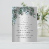 Invitation Baby shower Parties scintillant Pieds gris Eucalyp (Debout devant)