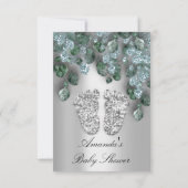 Invitation Baby shower Parties scintillant Pieds gris Eucalyp (Dos)