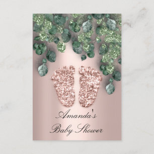 Invitation Baby shower Parties scintillant pieds Rose Eucalyp