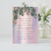 Invitation Baby shower Parties scintillant pieds Rose Parties (Debout devant)