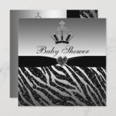 Invitation Baby shower Parties scintillant Princess Crown & Z (Devant / Derrière)