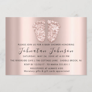 Invitation Baby shower Parties scintillant Rose Blush Pieds G