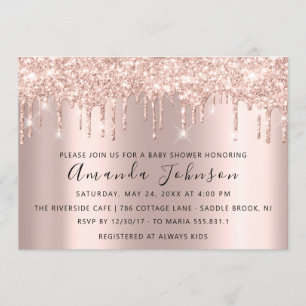 Invitation Baby shower Parties scintillant Rose Gold Spark Ga