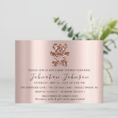 Invitation Baby shower Parties scintillant Rose Ours doux Gar (Debout devant)