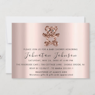 Invitation Baby shower Parties scintillant Rose Ours doux Gar