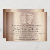 Invitation Baby shower Parties scintillant Rose Pieds World G (Devant / Derrière)