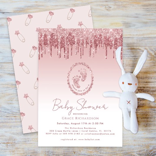 Invitation Baby shower Parties scintillant roses