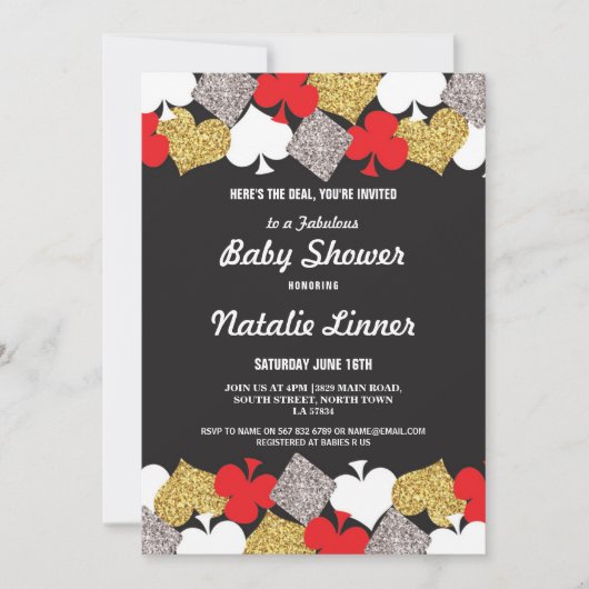 Invitation Baby shower Party Las Vegas Casino Royale Invitati (Devant)