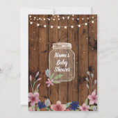 Invitation Baby shower Party Rustic Jar Wood Floral Invitatio (Dos)