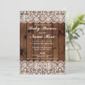 Invitation Baby shower Party Rustic Wood dentelle garçon fill (Debout devant)