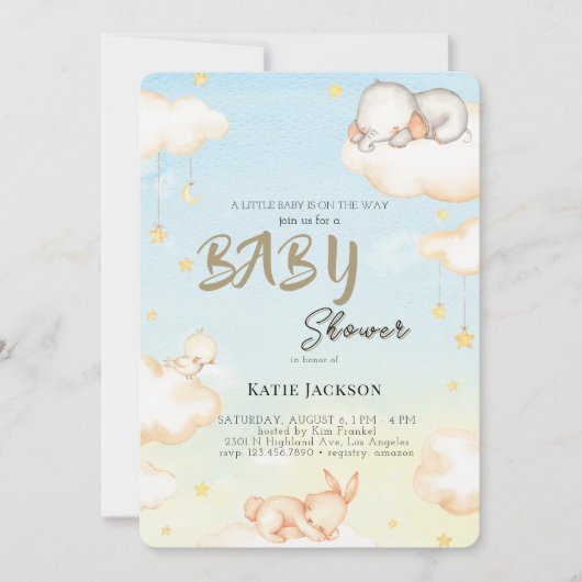 Invitation Baby-Shower pas cher et mignon (Devant)