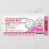 Invitation Baby shower Passe Volleyball Rose (Devant)