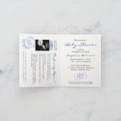 Invitation Baby shower Passport Voyage Thème Gold Blue (Intérieur)