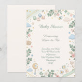 Invitation Baby Shower Pastel (Devant / Derrière)