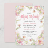 Invitation Baby shower pastel à l'aquarelle Floral (Devant / Derrière)