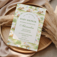 Baby Shower Pastel Animaux de Ferme Rustique