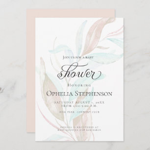 Invitation Baby shower   Pastel Aquarelle Foliing Sispy