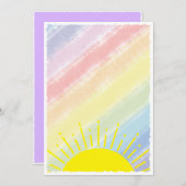 Invitation Baby Shower Pastel Arc-en-Ciel Aquarelle  (Devant / Derrière)