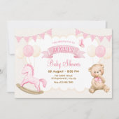 Invitation Baby shower pastel crème rose (Devant)
