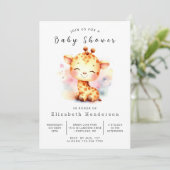 Invitation Baby shower Pastel Custom Giraffe (Debout devant)