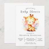 Invitation Baby shower Pastel Custom Giraffe (Devant / Derrière)