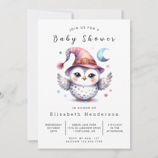 Invitation Baby shower Pastel Custom Owl (Devant)